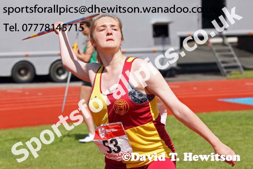 Junior girls javelin, English Schools Track and Field. Photo: David T. Hewitson/Sports for All Pics